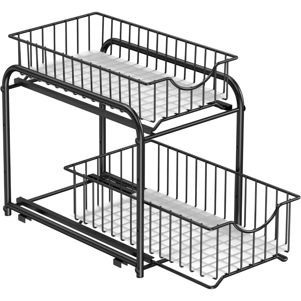 Two-Tier Sliding Under-Sink Basket in a tidy kitchen organization setup